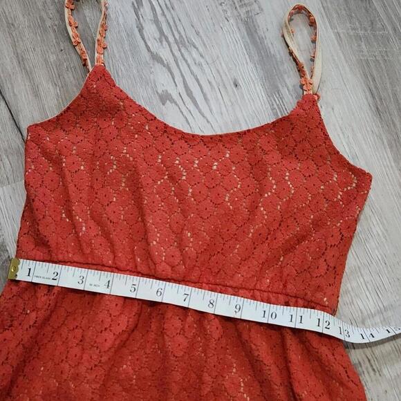 Altar'd State Dress Medium Orange Lace Overlay Fit And Flare - Picture 5 of 8